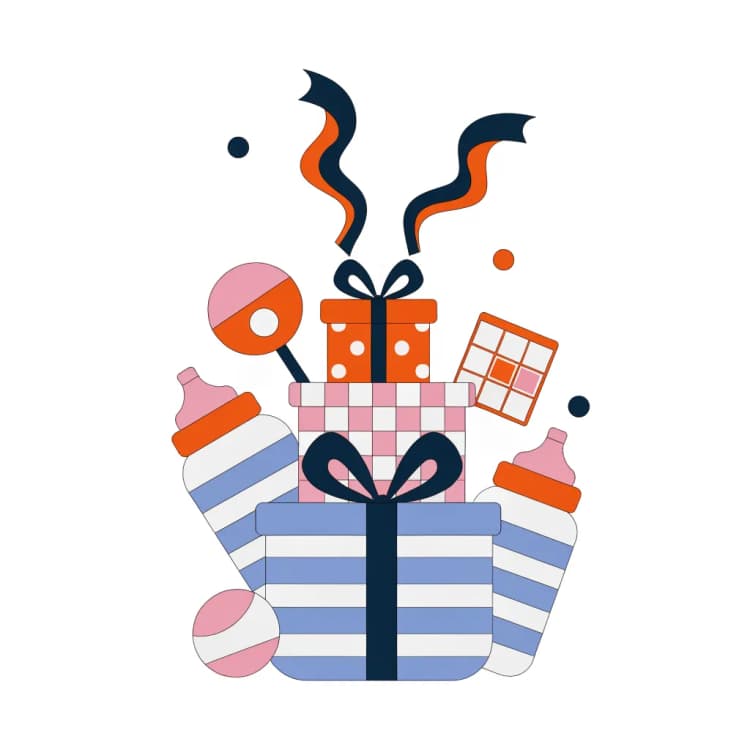 Celebration with gifts and party decorations