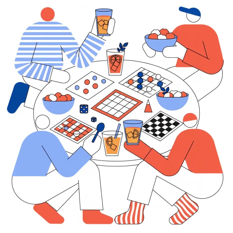 Board games and bingo cards on a table