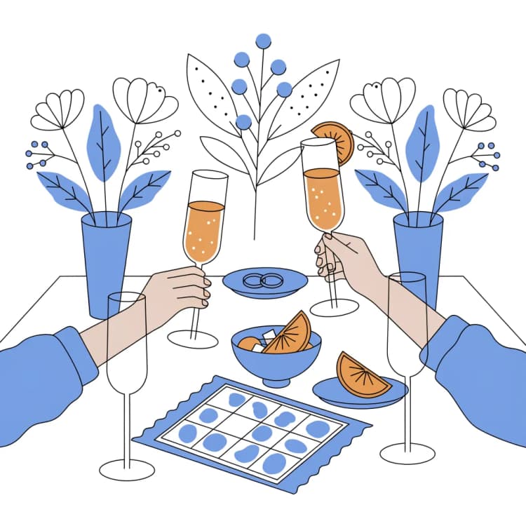Wedding reception with bingo cards as table entertainment