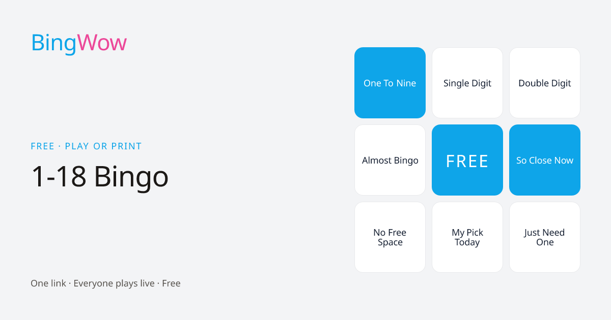 1-18 Bingo card preview