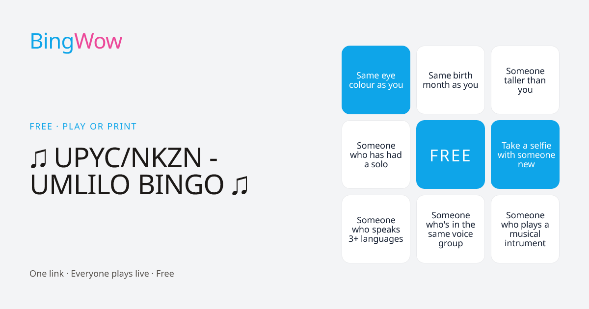 ♫ UPYC/NKZN - UMLILO BINGO ♫ card preview