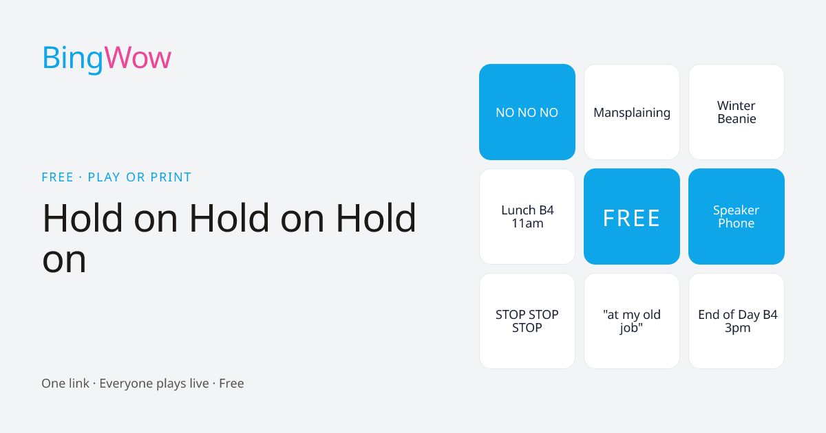Hold on Hold on Hold on card preview