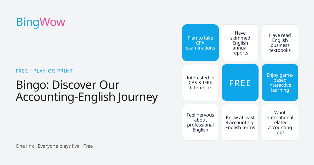 Bingo: Discover Our Accounting-English Journey card preview
