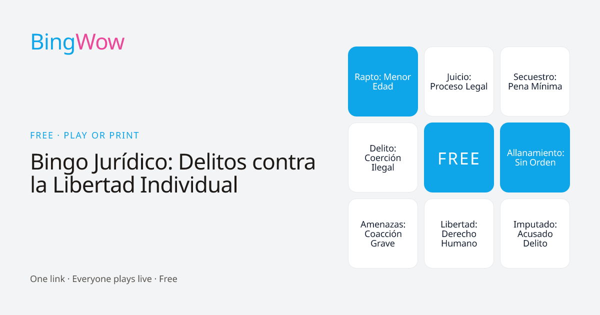 Bingo Jurídico: Delitos contra la Libertad Individual card preview