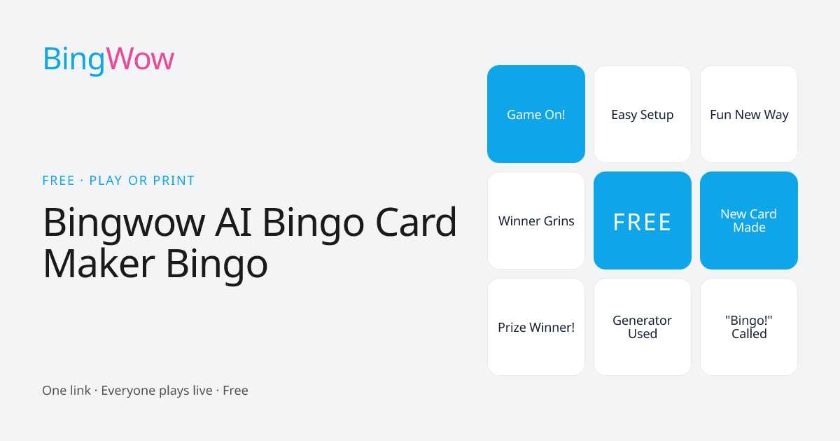 Bingwow AI Bingo Card Maker Bingo card preview
