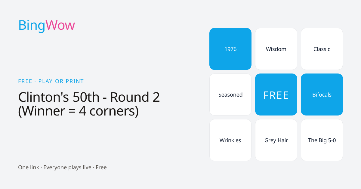 Clinton's 50th - Round 2 (Winner = 4 corners) card preview