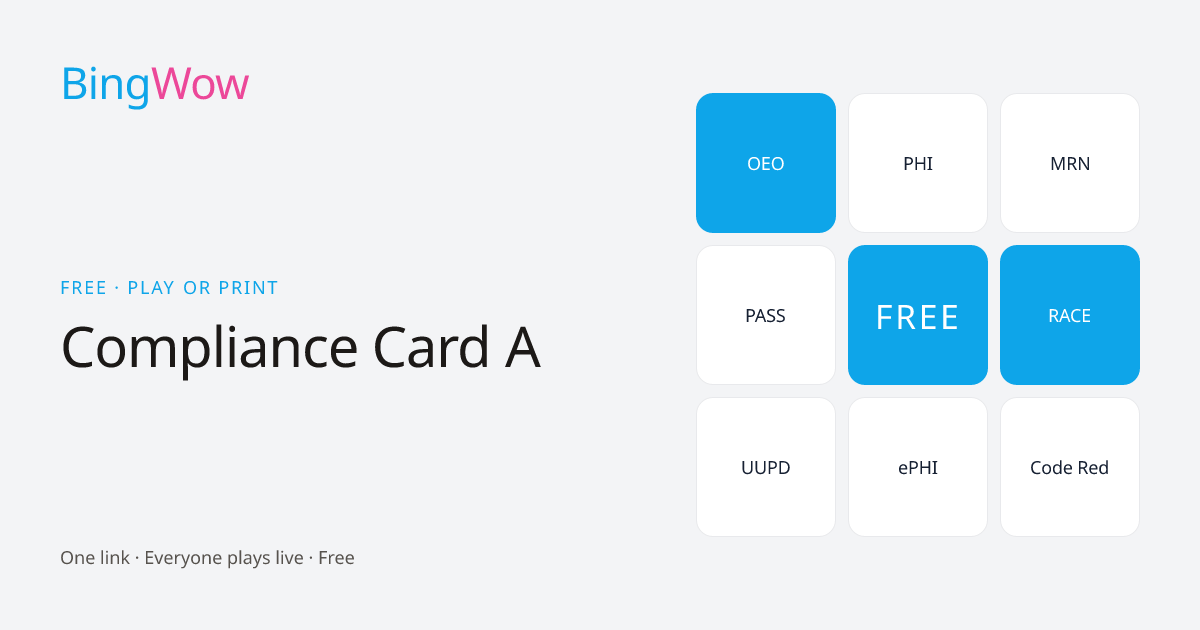 Compliance Card A card preview