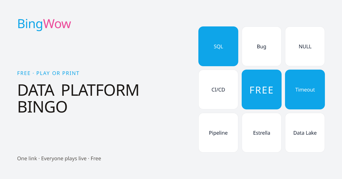 DATA PLATFORM BINGO card preview