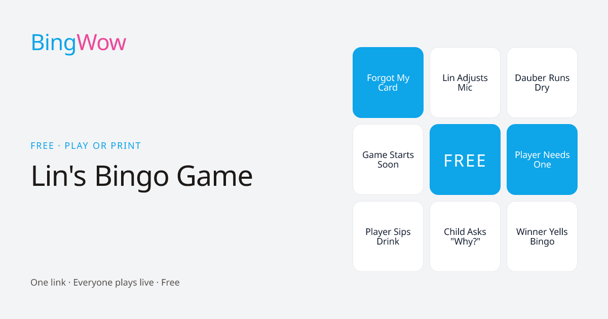 Lin's Bingo Game card preview