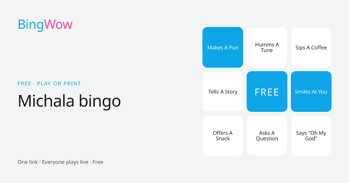 Michala bingo card preview