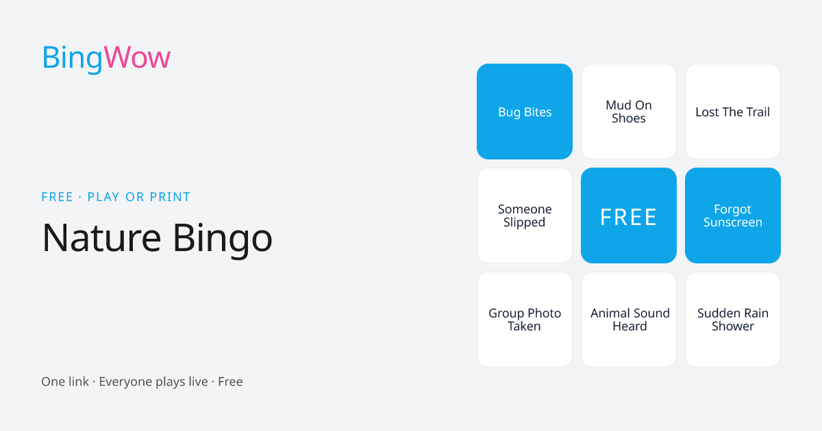 Nature Bingo card preview
