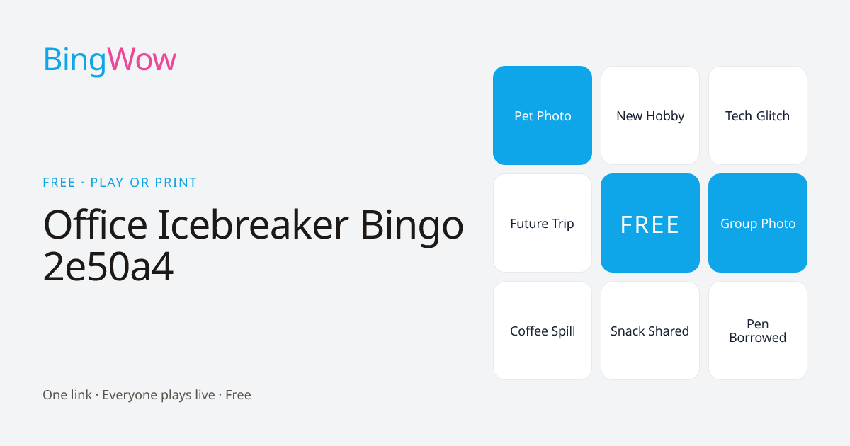 Office Icebreaker Bingo 2e50a4 card preview