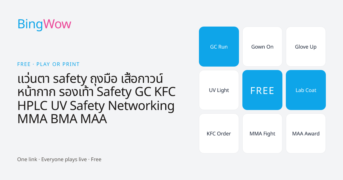 แว่นตา safety ถุงมือ เสื้อกาวน์ หน้ากาก รองเท้า Safety GC KFC HPLC UV Safety Networking  MMA BMA MAA card preview