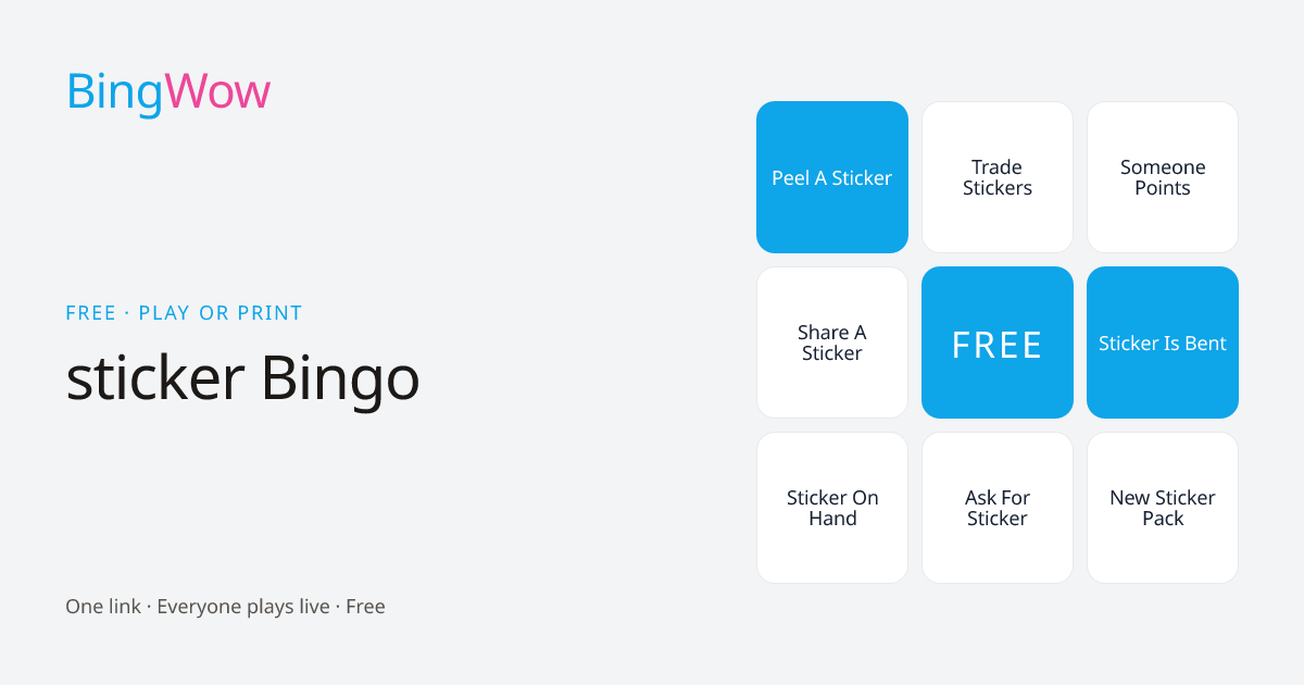 sticker Bingo card preview