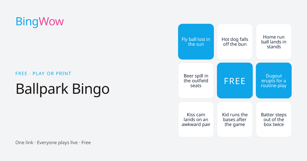 Ballpark Bingo card preview