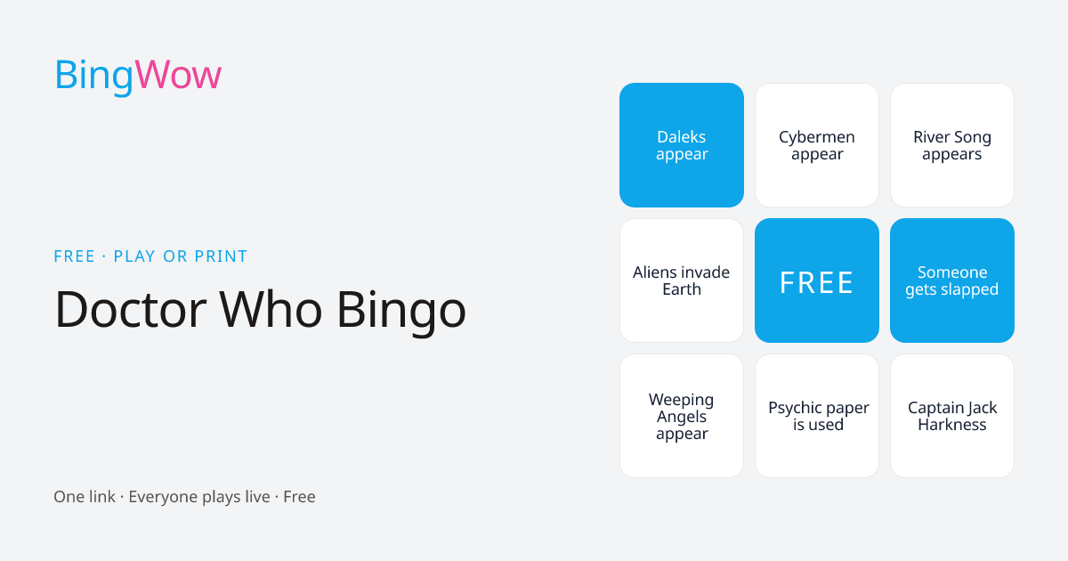 Doctor Who Bingo card preview