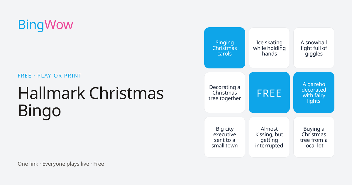 Hallmark Christmas Bingo card preview