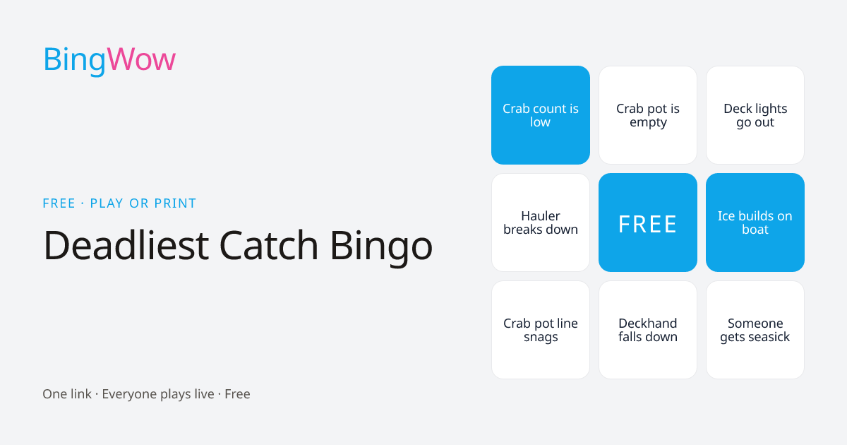 Deadliest Catch Bingo — Free Online & Printable
