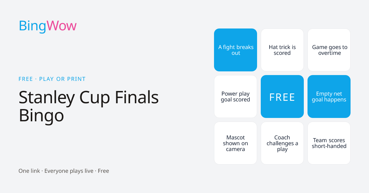 Stanley Cup Finals Bingo — Free Online & Printable