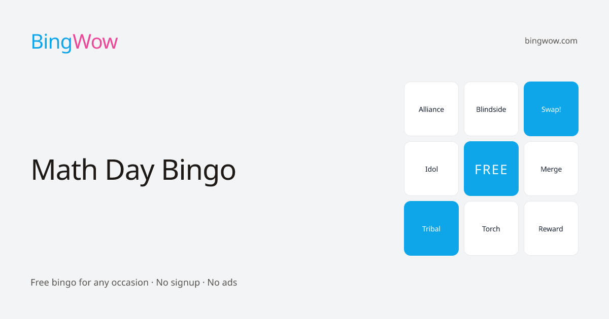Math Day Bingo — Free to Play and Print | BingWow